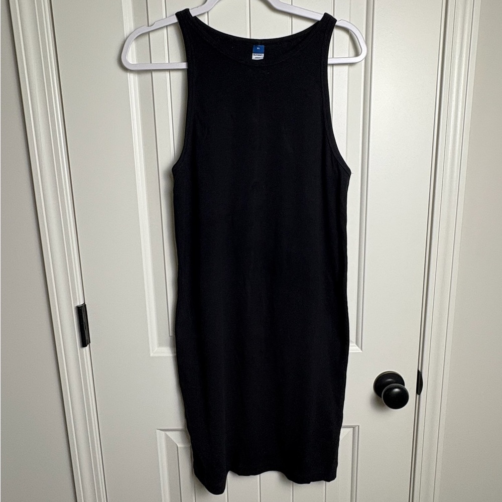 Old Navy Black Ribbed Tank Midi Dress